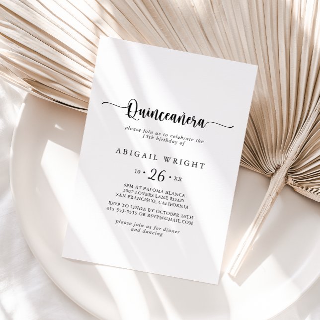 Minimalist Calligraphy Quinceañera Invitation (Creator Uploaded)