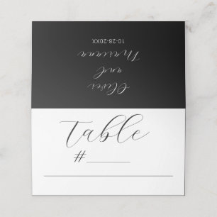 Minimalist Calligraphy Script Black Wedding  Place Card
