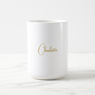 Minimalist Calligraphy Script Name Gold Colour Coffee Mug