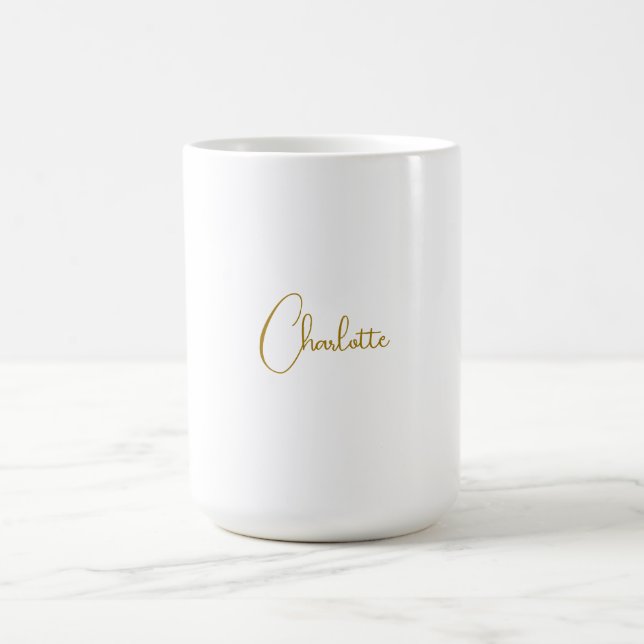 Minimalist Calligraphy Script Name Gold Colour Coffee Mug (Center)