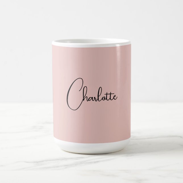 Minimalist Calligraphy Script Name Rose Gold Coffee Mug (Center)