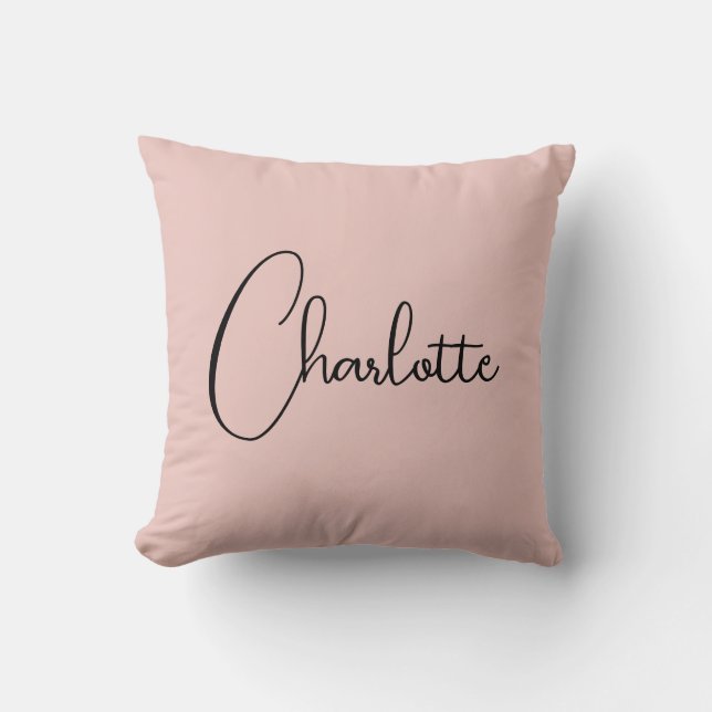 Minimalist Calligraphy Script Name Rose Gold Cushion (Front)