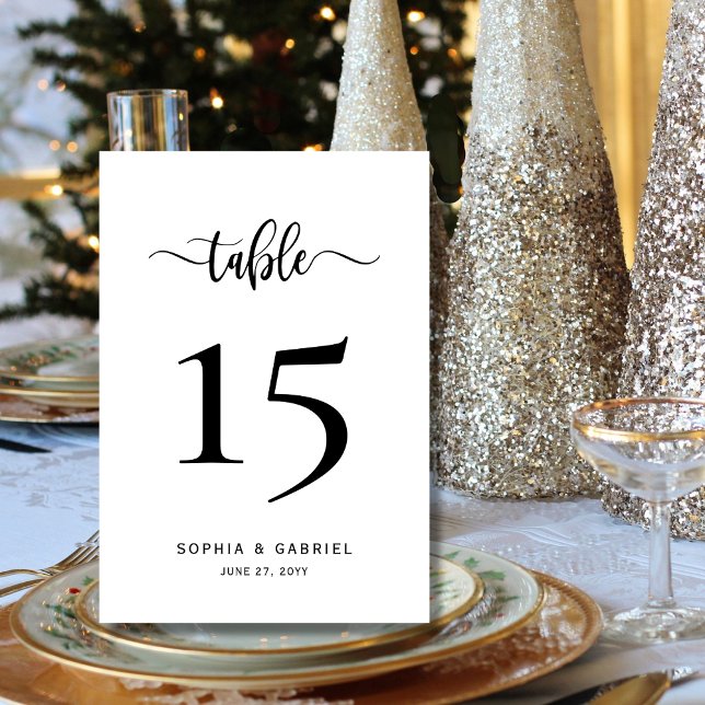 Minimalist Calligraphy Script Wedding Double Sided Table Number (Creator Uploaded)