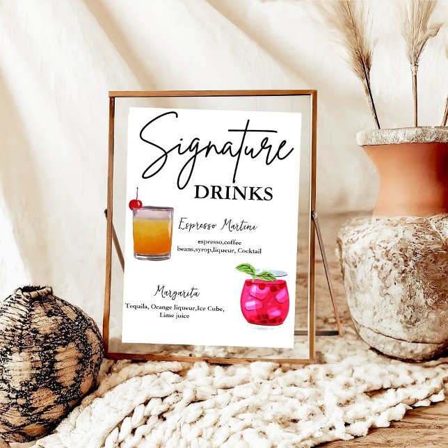Minimalist Calligraphy Signature Drink wedding sig Poster (Creator Uploaded)