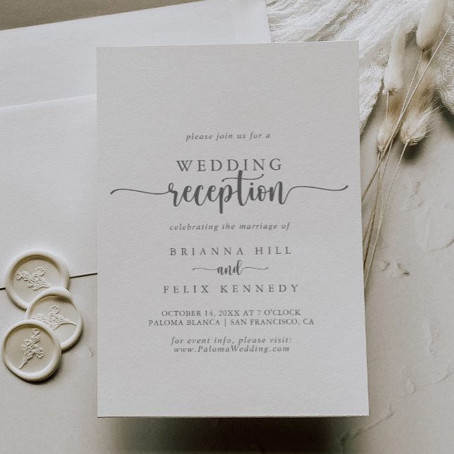 Minimalist Calligraphy Silver Wedding Reception   Invitation (Creator Uploaded)