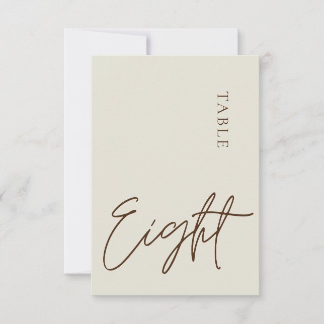 Minimalist Calligraphy Table eight Table Number (Front)