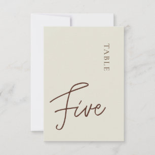Minimalist Calligraphy Table five Table Number