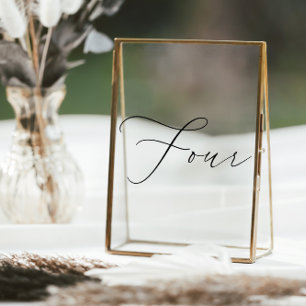 Minimalist Calligraphy Table Four Table Number