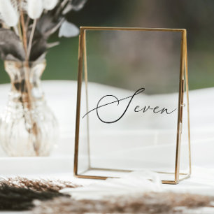 Minimalist Calligraphy Table Seven Table Number