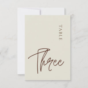 Minimalist Calligraphy Table three Table Number