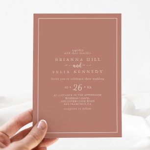Minimalist Calligraphy Terracotta Casual Wedding Invitation