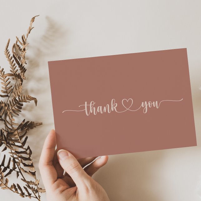 Minimalist Calligraphy Terracotta Flat Wedding  Thank You Card (Creator Uploaded)
