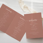 Minimalist Calligraphy Terracotta Folded Wedding  Program<br><div class="desc">This minimalist calligraphy terracotta folded wedding program is perfect for a rustic wedding. The simple and elegant design features classic and fancy script typography. 

Include a quote or short message,  order of service,  wedding party and thank you message.</div>