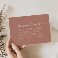 Minimalist Calligraphy Terracotta Honeymoon Wish