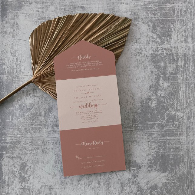 Minimalist Calligraphy Terracotta Wedding  All In One Invitation (Creator Uploaded)