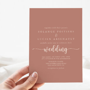 Minimalist Calligraphy Terracotta Wedding   Invitation