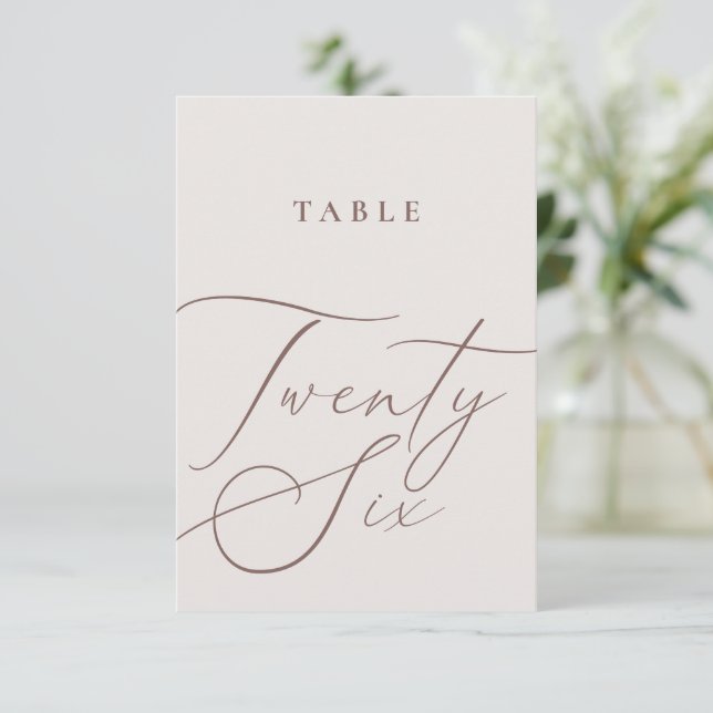 Minimalist Calligraphy Twenty Six Table Number (Standing Front)
