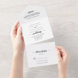 Minimalist Calligraphy Wedding   All In One Invitation