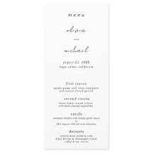 Minimalist Calligraphy Wedding Flat Menu