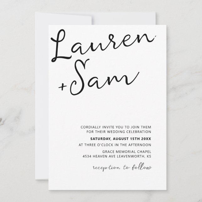 Minimalist Calligraphy Wedding Invitation (Front)