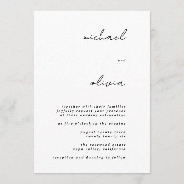 Minimalist Calligraphy Wedding Invitation (Front)