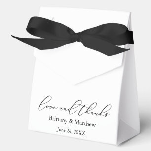 Minimalist Calligraphy Wedding Love Thanks Ribbon Favour Box