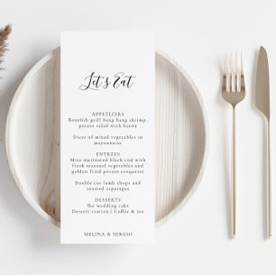 Minimalist Calligraphy Wedding Menu