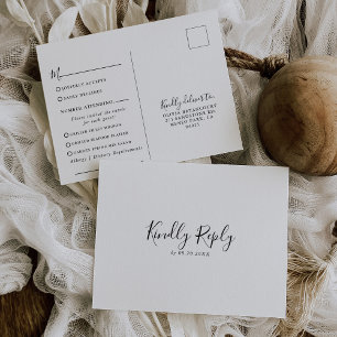 Minimalist Calligraphy Wedding Menu Choice Reply Postcard