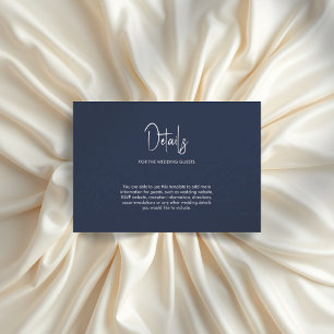 Minimalist calligraphy wedding navy blue enclosure card