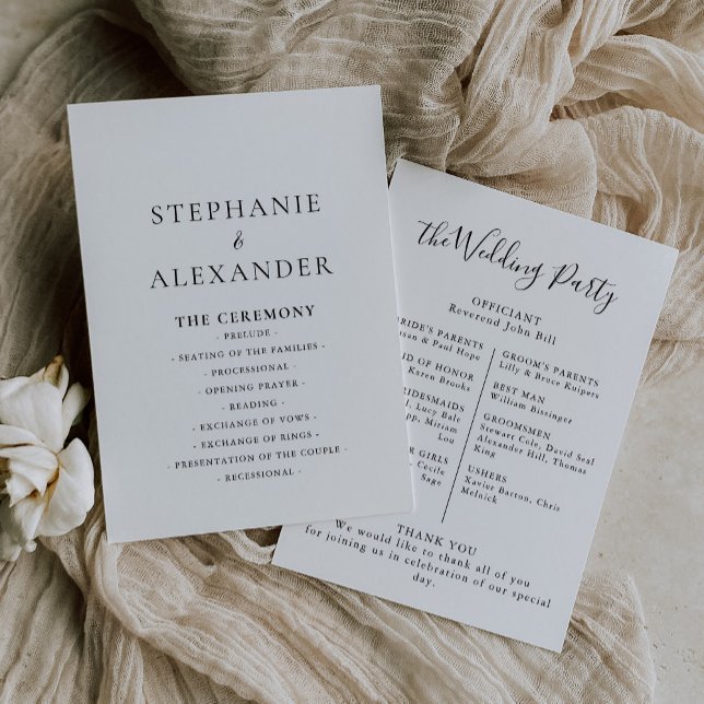 Minimalist Calligraphy Wedding program (Creator Uploaded)