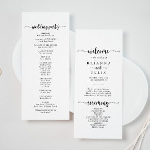 Minimalist Calligraphy Wedding Program