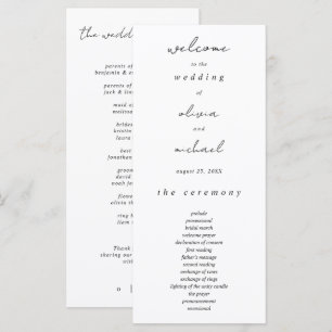 Minimalist Calligraphy Wedding Program