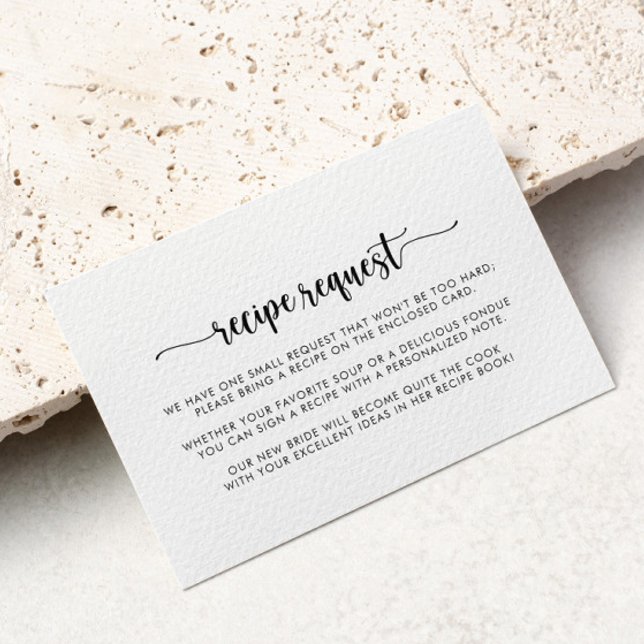 Minimalist Calligraphy Wedding Recipe Request  Enclosure Card (Creator Uploaded)