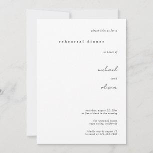 Minimalist Calligraphy Wedding Rehearsal Dinner Invitation