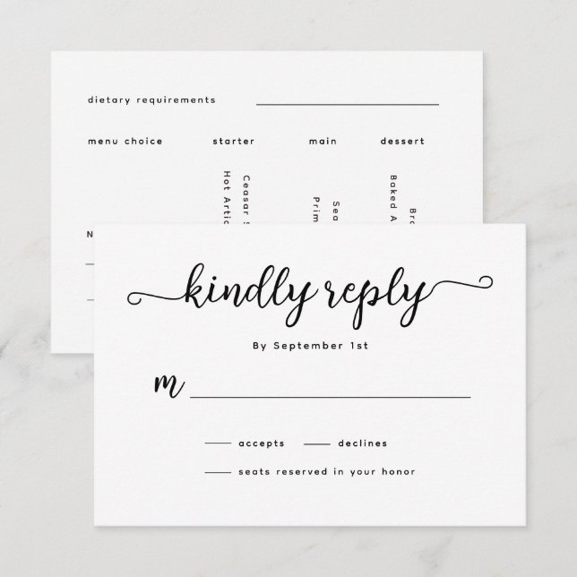 Minimalist Calligraphy Wedding RSVP Card (Front/Back)