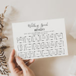 Minimalist Calligraphy Wedding Speech Bingo<br><div class="desc">This minimalist calligraphy wedding speech bingo is perfect for a classic wedding celebration. The design features a beautiful font in black.</div>