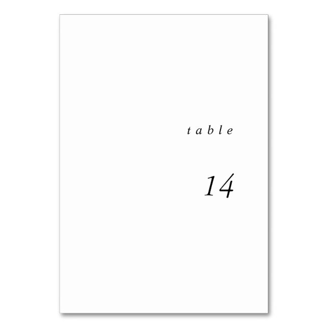 Minimalist Calligraphy Wedding Table Card (Front)