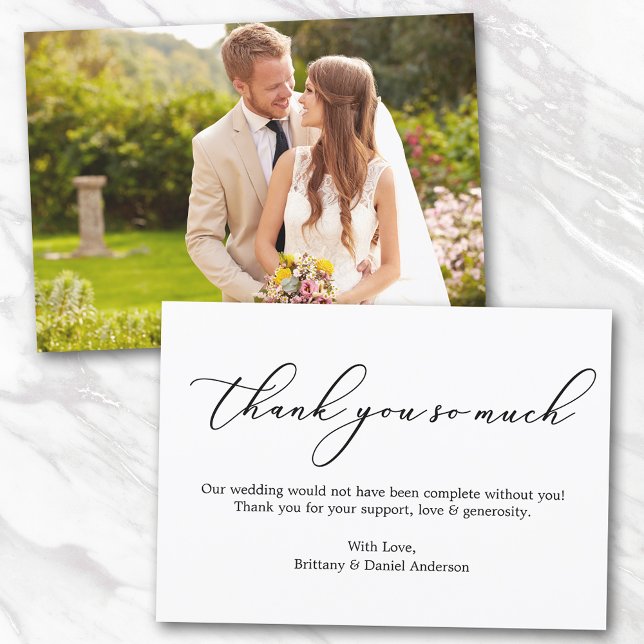 Minimalist Calligraphy Wedding Thank You So Much Card (Customize to change your personalized text size or text style.)