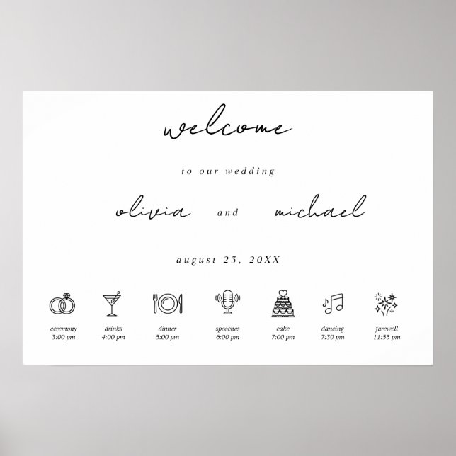Minimalist Calligraphy Wedding Welcome Poster (Front)