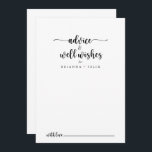 Minimalist Calligraphy Wedding Well Wishes  Advice Card<br><div class="desc">This minimalist calligraphy wedding well wishes advice card is perfect for a rustic wedding. The simple and elegant design features classic and fancy script typography in black and white. These cards are perfect for a wedding, bridal shower, baby shower, graduation party & more. Personalise the cards with the names of...</div>