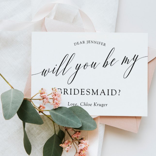 Minimalist Calligraphy Will You Be My Bridesmaid? Invitation (Creator Uploaded)