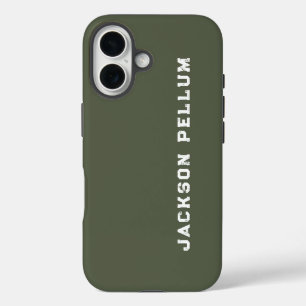 Minimalist Camo Green Monogram Name Case-Mate iPhone 16 Case