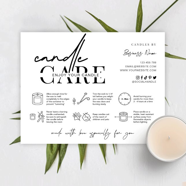 Minimalist Candle Care Card Warning Instructions (Creator Uploaded)