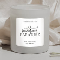 Minimalist Candle Square Label Elegant Black White