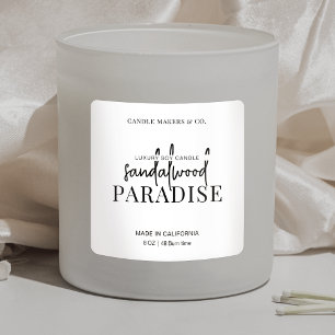 Minimalist Candle Square Label Elegant Black White