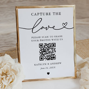 Minimalist Capture the Love QR Photo Heart Poster