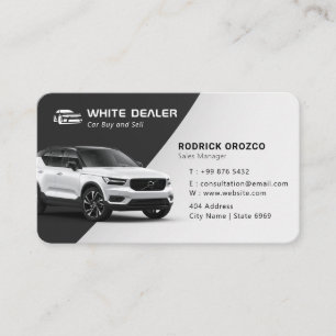 Minimalist Car Dealer   Black White Business Card