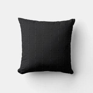 Minimalist Carbon Black Industrial Grid Geometric Cushion