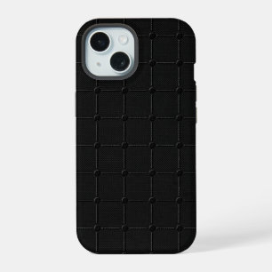 Minimalist Carbon Black Industrial Grid Geometric iPhone 15 Case