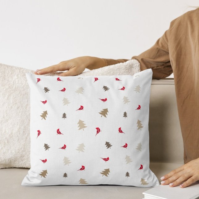 Minimalist Cardinal & Pine Tree Christmas Cushion (Creator Uploaded)